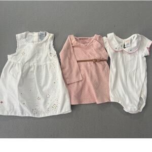 Girls 3- 6 Month Bundle White Pink Casual Lot 3 Cute